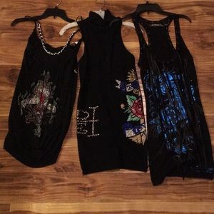3x Ed Hardy black dresses size XS and S